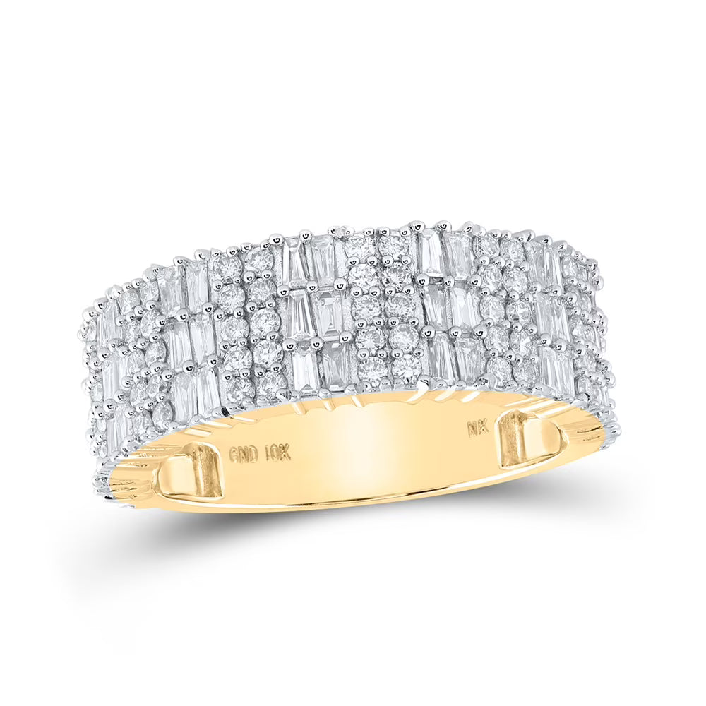 10kt Yellow Gold Baguette Diamond Round Band Ring X6126