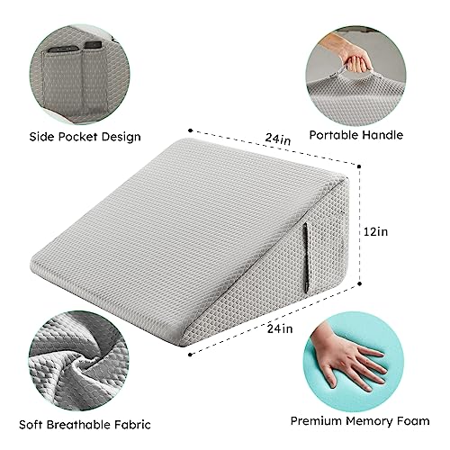 8 inch Cooling Memory Foam Wedge Pillow B593