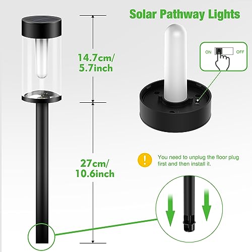8 Packs Solar Torches with Flickering Flame Waterproof Transparent LED Solar Pathway Lights B430