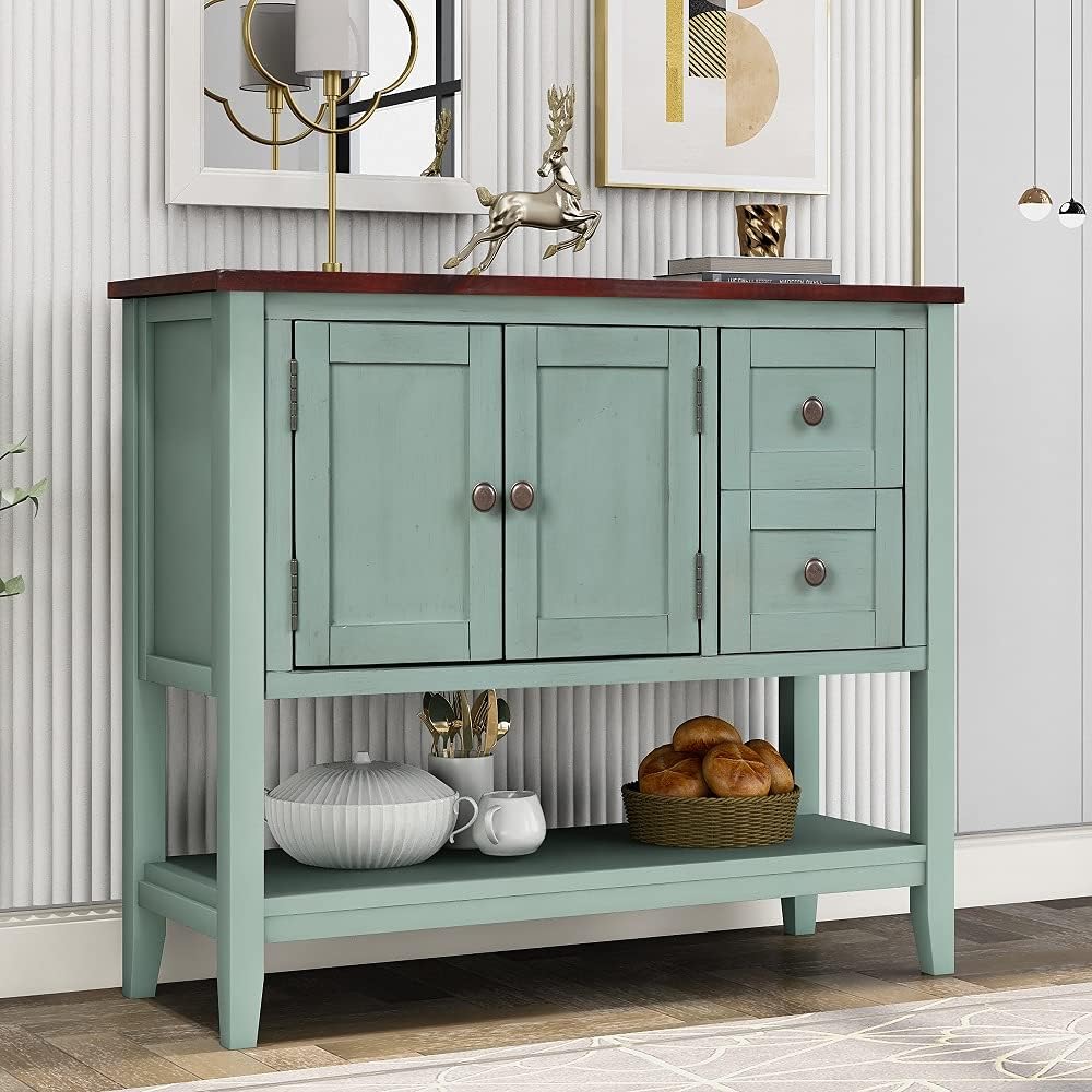 Navy Wood Console Table with 2 Drawers R79025