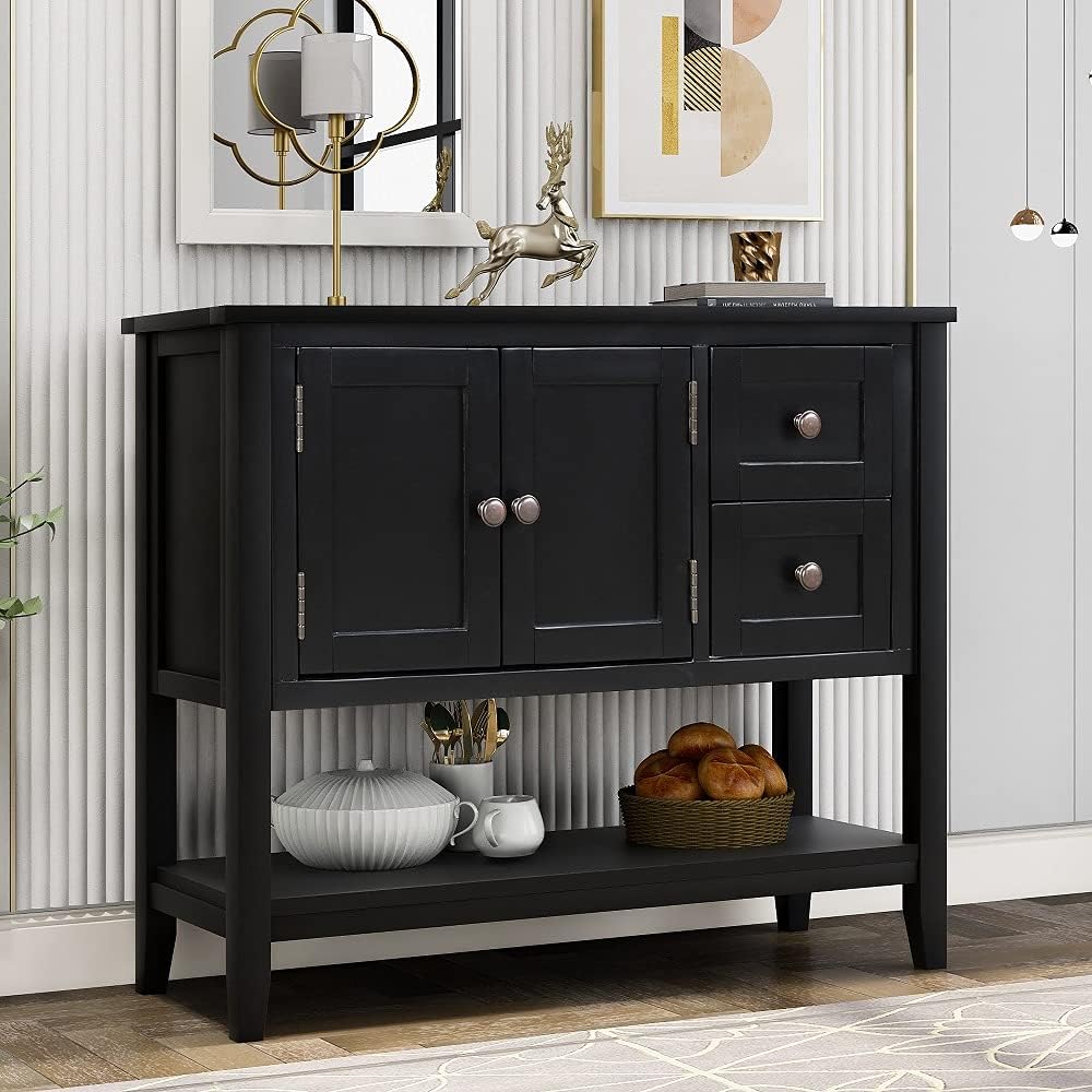 Navy Wood Console Table with 2 Drawers R79025