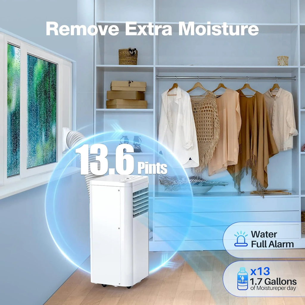 8000 BTU Portable AC Unit with Dehumidifier & Fan Modes, Remote Control, Window Mount Kit A823