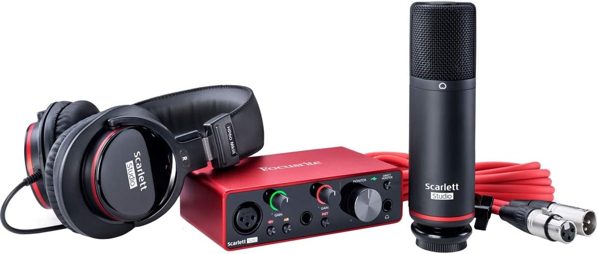 USB Audio Interface Bundle with Boom Stand, XLR Cable and Pop Filter (4 Items) T865011