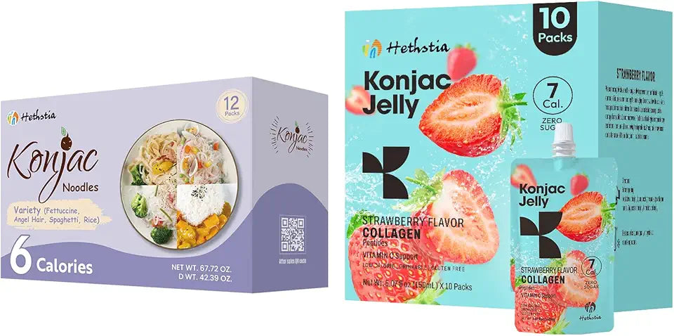 Strawberry Collagen Konjac Jelly and Gluten Free Konjac Noodles E698638