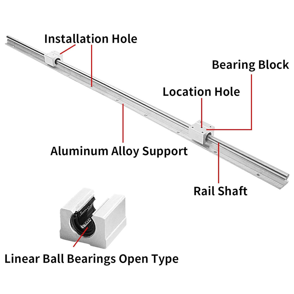 2X SBR16-2000mm Linear Slide Rail and 4X SBR16UU Carriage Bearing Block W724