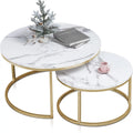 Round Nesting Coffee Table Set Gold Z8361