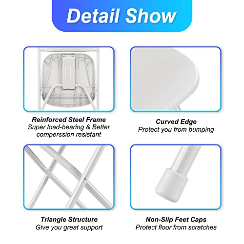 10 Pack White Plastic Folding Chair with Steel Frame X4560