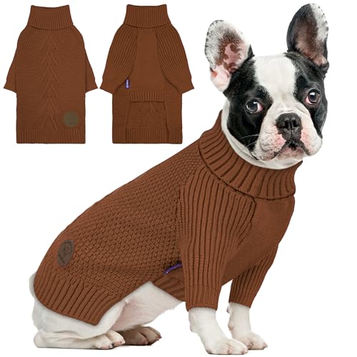 Dog Christmas Sweater Turtleneck Soft Knitted Long Sleeves Burgundy 2XL K21334