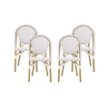 Outdoor Bistro Chair Set of 4 Gray White Bamboo Finish M5219