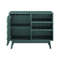 Dark Teal Wood Bar Cabinet with Louvered Door A6592