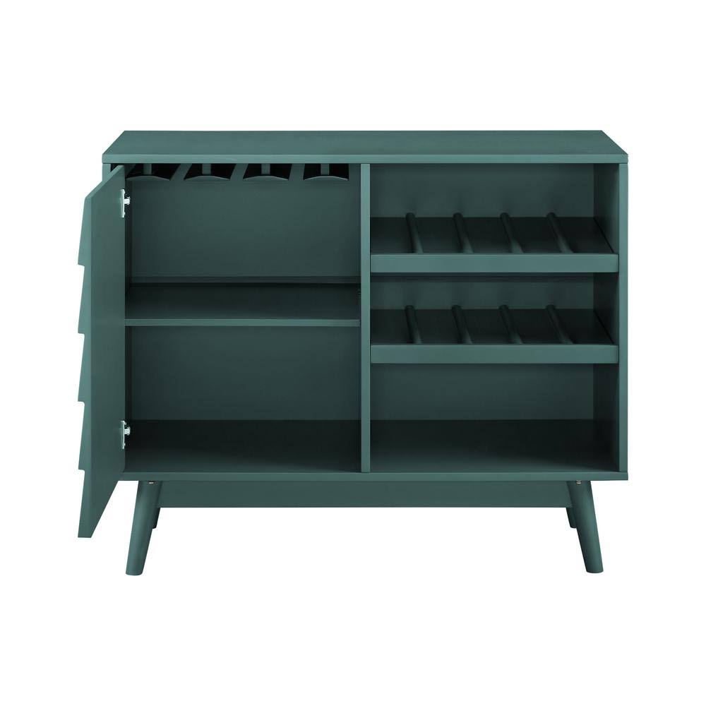 Dark Teal Wood Bar Cabinet with Louvered Door A6592