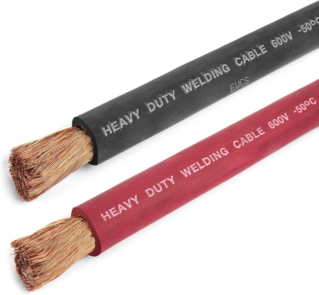 10 Feet Black + 10 Feet Red 4/0 Gauge Copper Welding Cable 600 Volt E3845