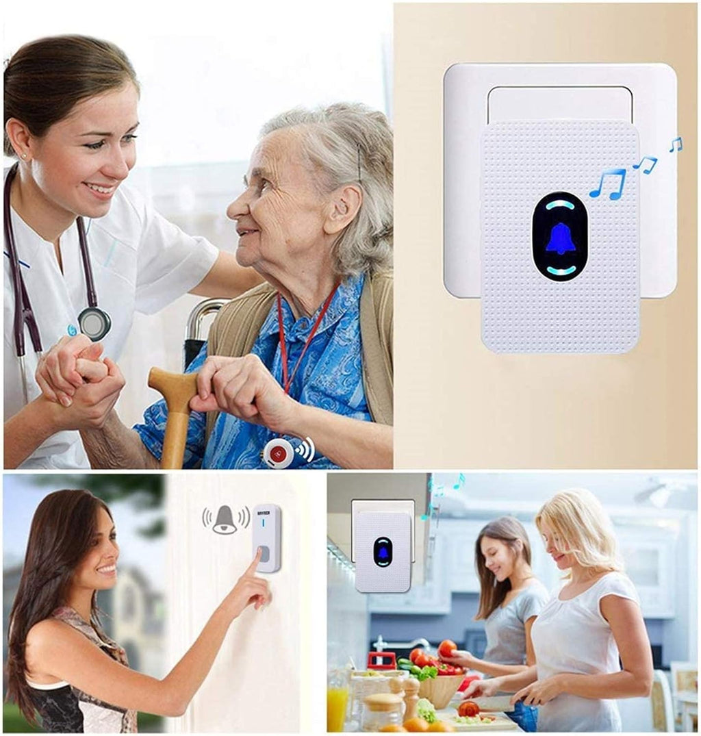 Elderly Call Button with 2 Receivers & 1 Waterproof Transmitters & 1 Doorbell T959230