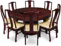 60 Inch Round Dark Cherry Dining Table with 8 Chairs W69343