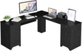 L Shaped Corner Computer Desk with Storage Drawers & Cabinet G294