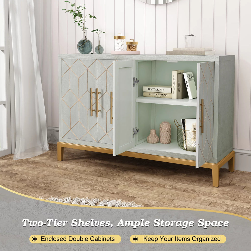 Green Accent Cabinet with Gold Trim H48920