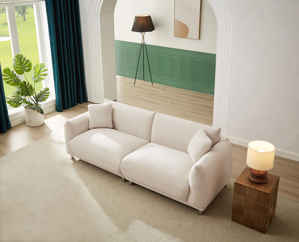 Beige 2 Seater Loveseat Sofa with 2 Pillows F21237
