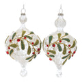 6ct White and Red Beaded Glass Christmas Ornaments 6.5" V53031