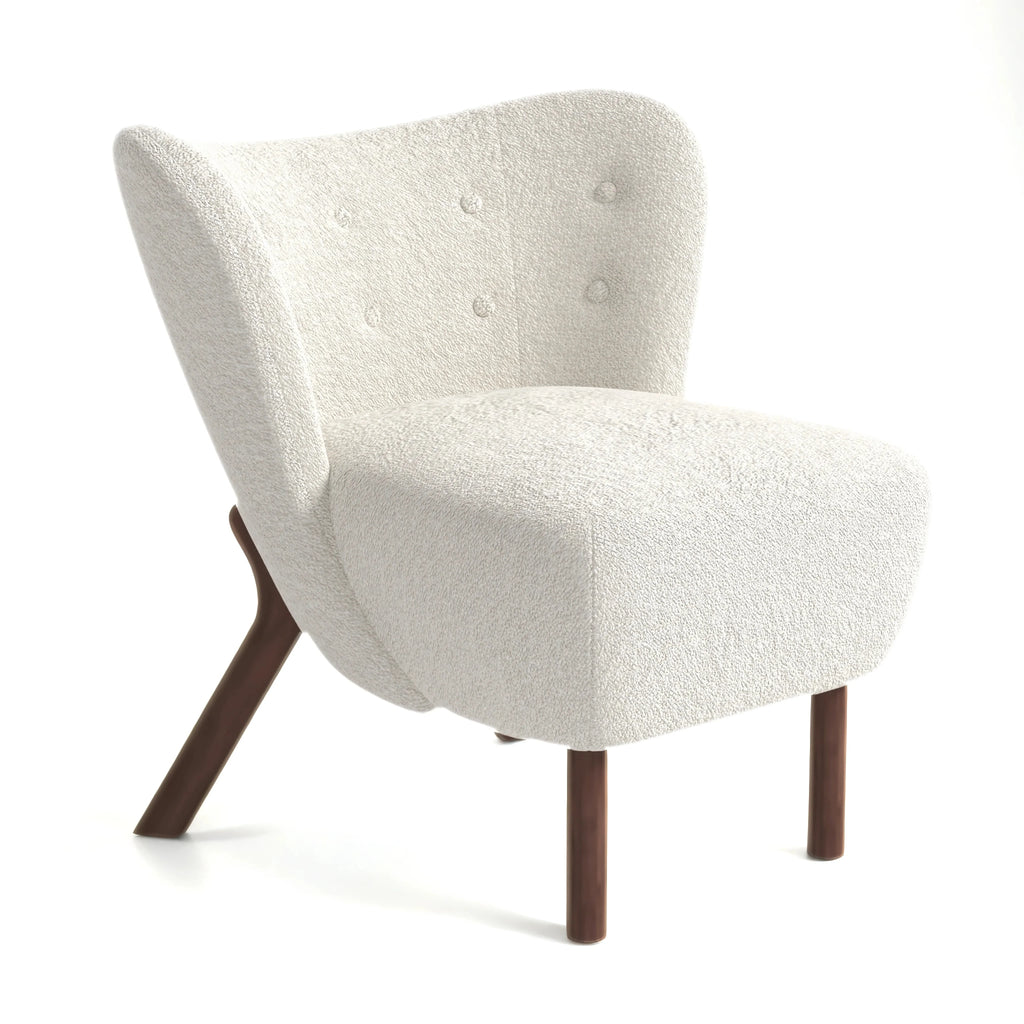 34" Wide Beige Teddy Tufted Wingback Chair with Solid Wood Leg Z776