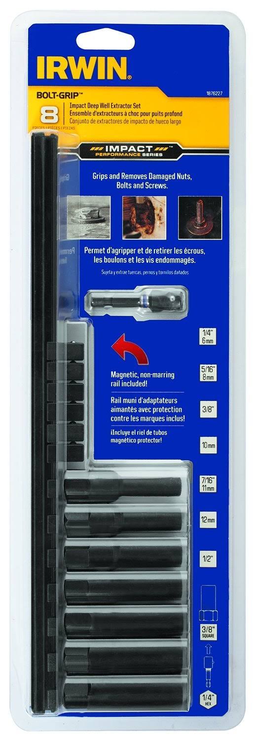 8pc Impact Deep Well Bolt Grip Rail Set with Hex Adapter H78589