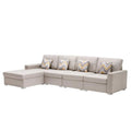 Beige Linen Reversible Sectional Sofa Chaise D1342