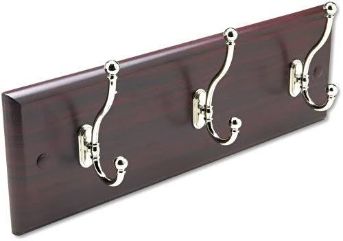 Wood Wall Rack 3 Hook Mahogany/Silver Z6407