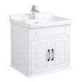 White Bathroom Wall Mount Vanity Cabinet Sink with Faucet and Drain E308816