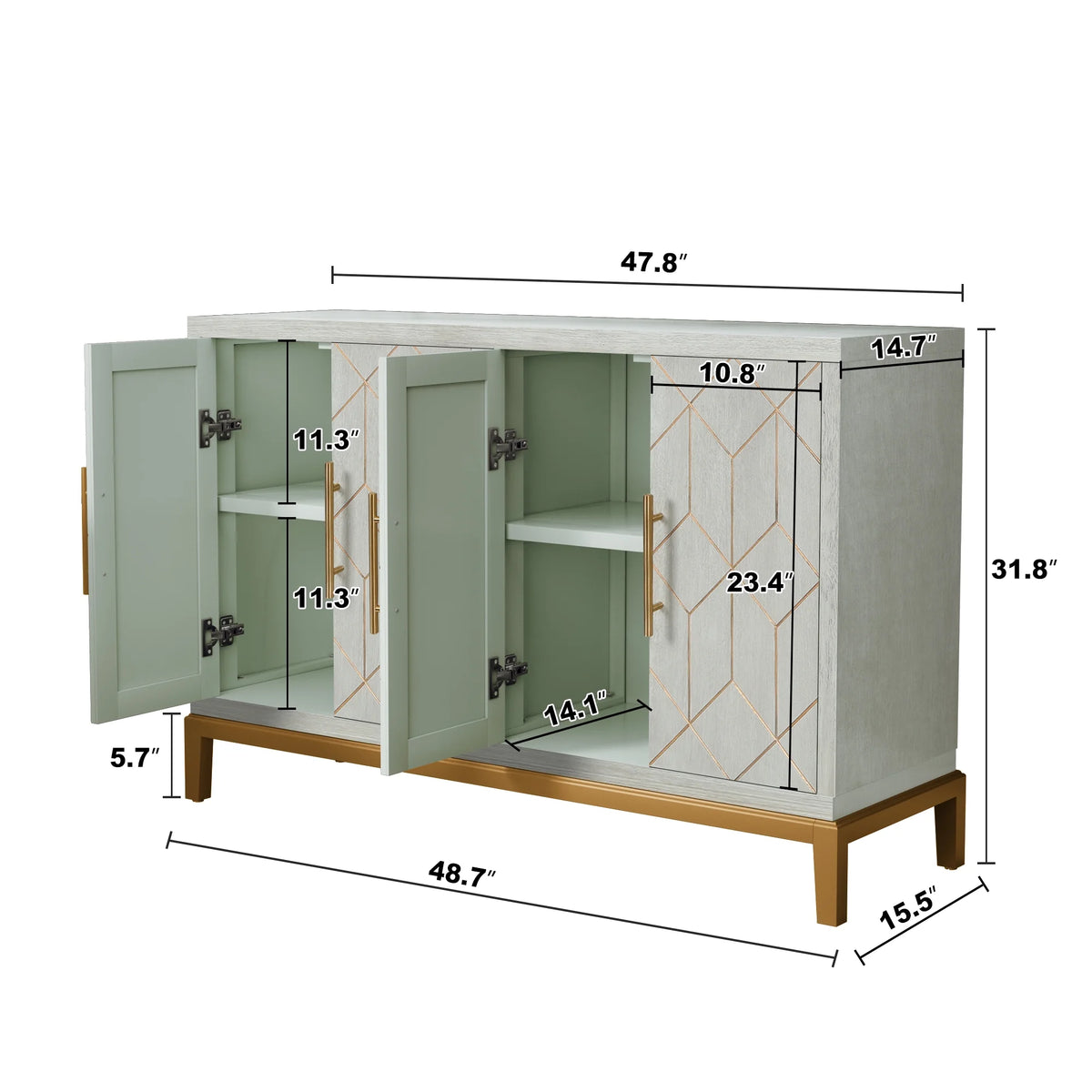 Green Accent Cabinet with Gold Trim H48920