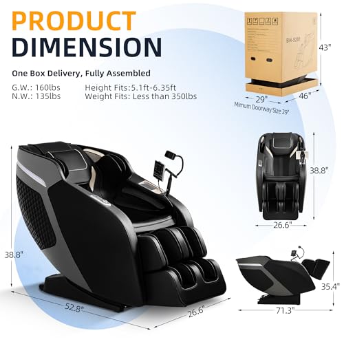 Black SL-Track Zero Gravity Full Body Massage Chair O66398
