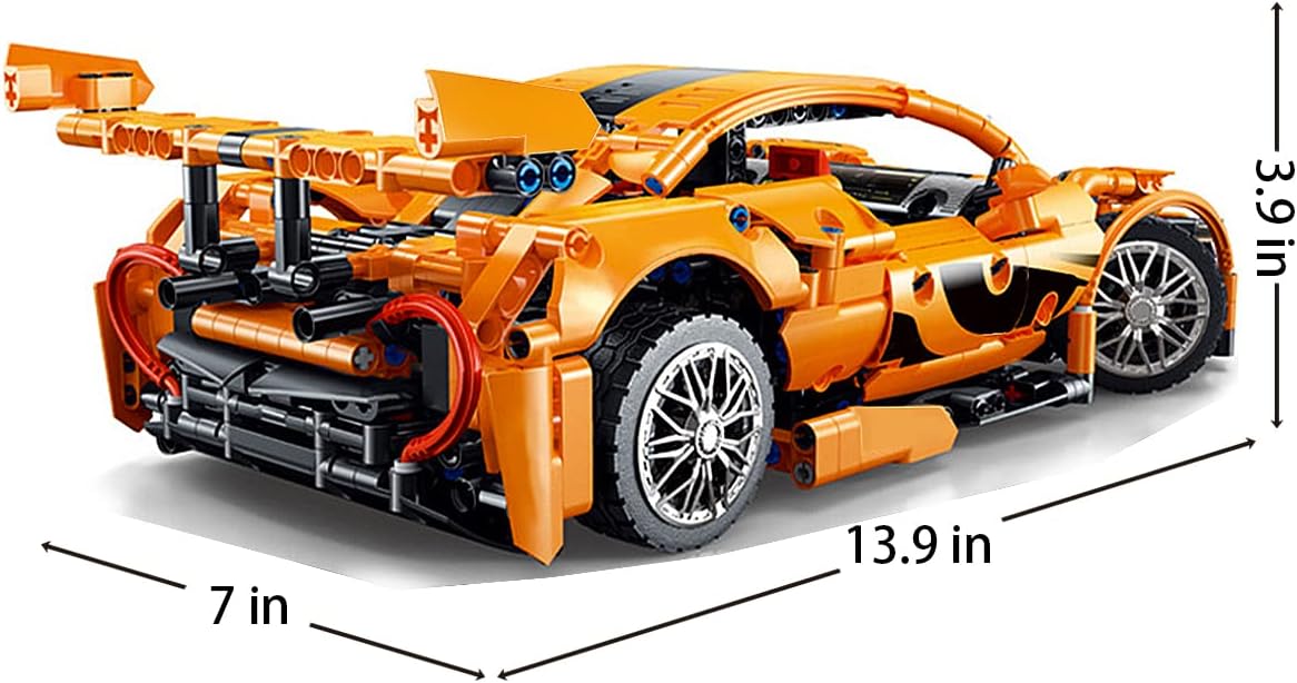 Orange Sports Car MOC Building Blocks Kit, 1258 Pcs Z15898