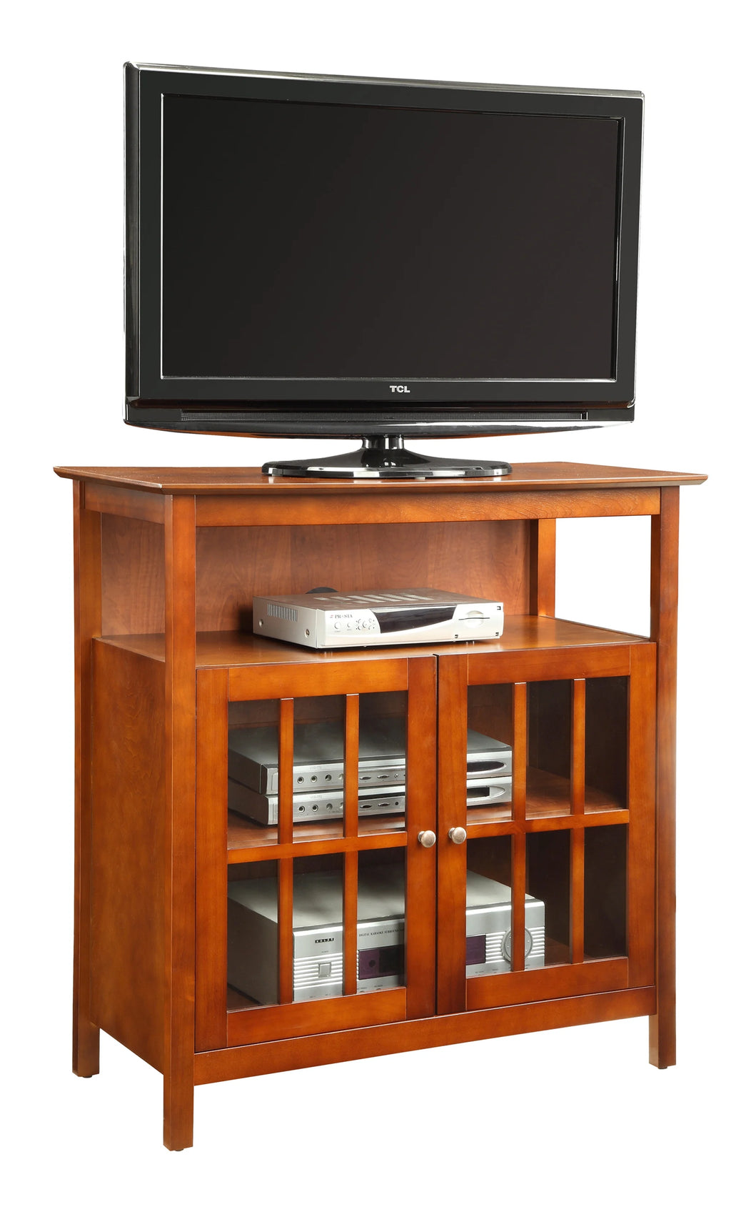 Cherry Highboy TV Stand with Storage Cabinets U160