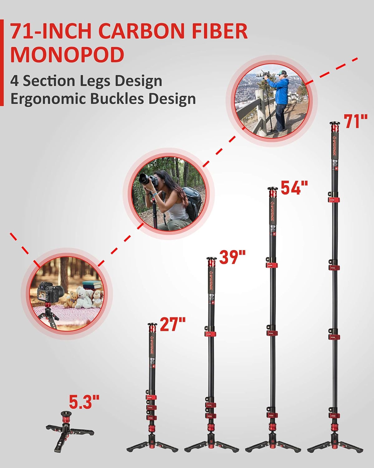 Carbon Fiber Camera Monopod Telescopic Video Monopod H884403