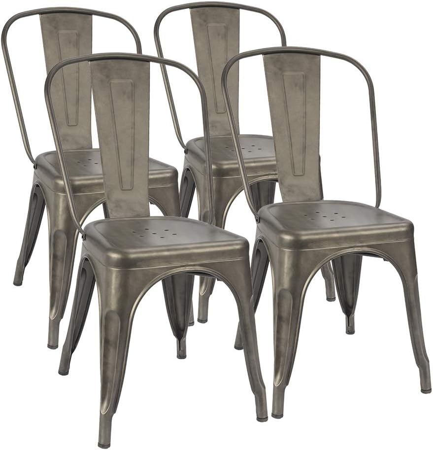 Metal Dining Chairs Set of 4 (Black) E108