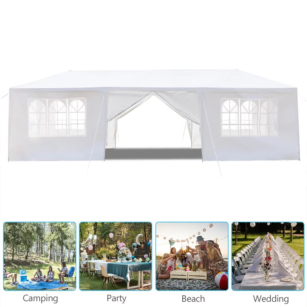 10'x 30' Canopy Tent with 8 Sidewalls White F101348