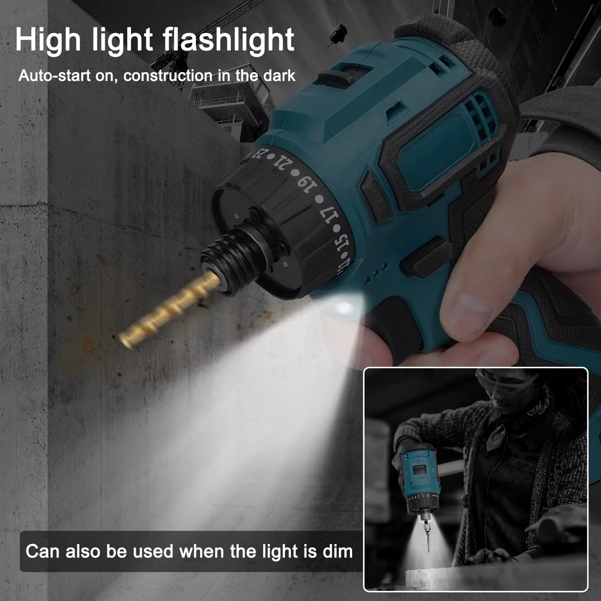18V Brushless Electric Screwdriver Torque Adjustable 2 Speed H8118