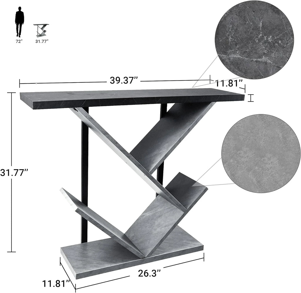 Black Marble Console Table with Storage M717481