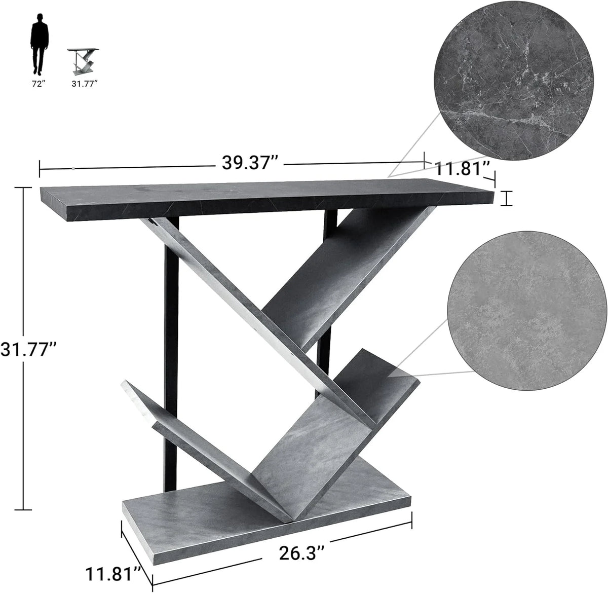 Black Marble Console Table with Storage M717481