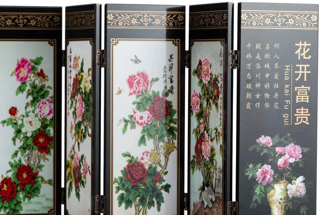 8-Panel Traditional Chinese Art Decorative Lacquerware Mini Divider J83034
