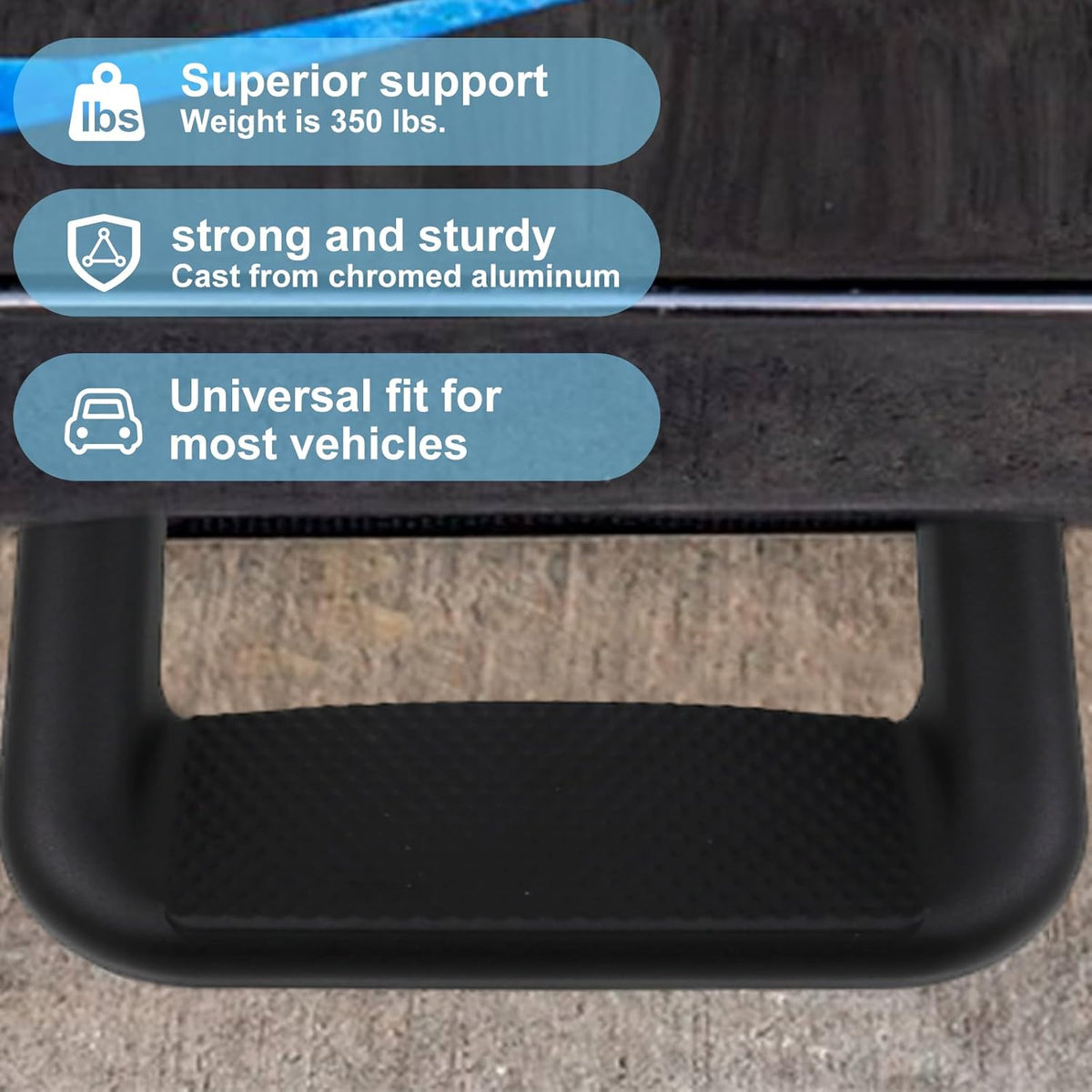 Black Powder Coated Truck Side Step Set - 2 Pieces (1 Pair) with Mounting Brackets N40019