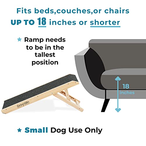 18" Tall Adjustable Wooden Folding Pet Ramp with Non Slip Carpet Surface H9768