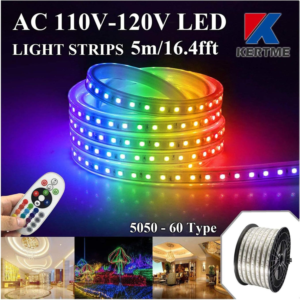 RGB LED Strip Lights with Remote (164ft/50m) V987