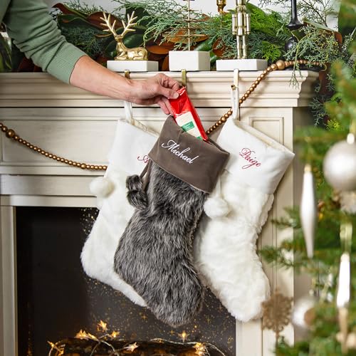 Grey Faux Fur Christmas Stocking Z51670