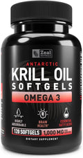 Krill Oil 1000mg 120 Softgels Omega 3 Supplement with EPA DHA Astaxanthin S1067