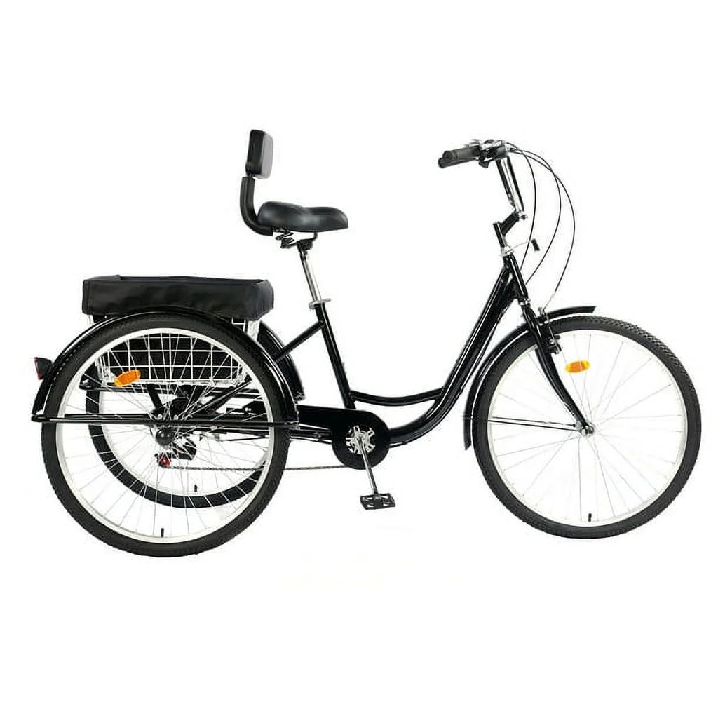 26 Inch 7-Speed 3-Wheel Bike (Black) Q522