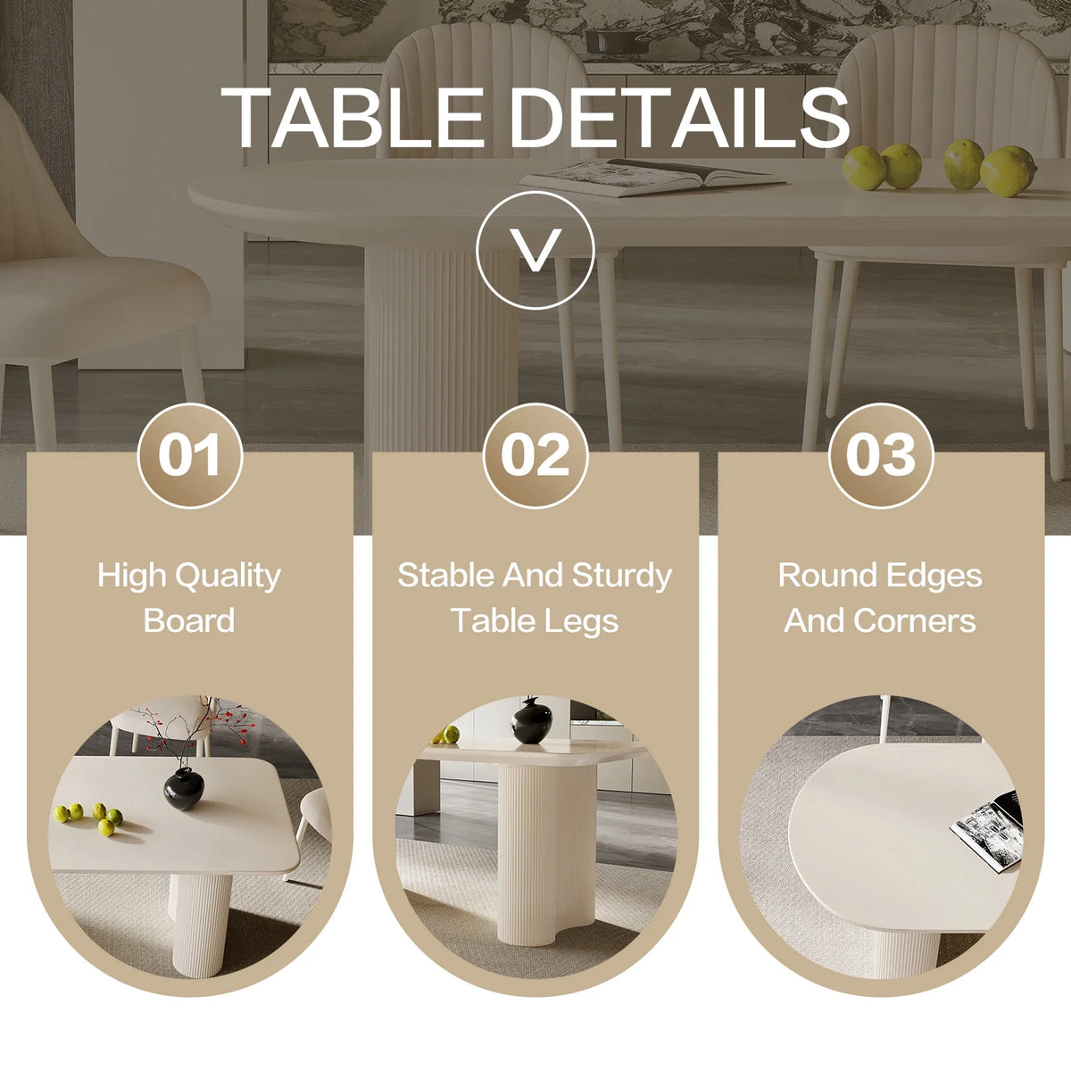 70.86'' Oval White Dining Table T60966