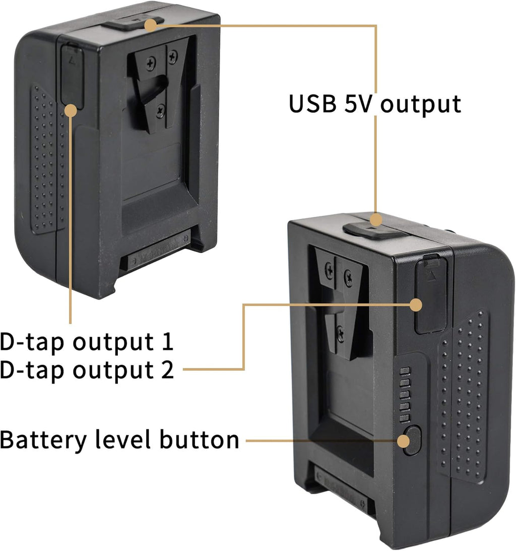 Mini 99 V-Mount Battery 99Wh 14.4V 6800 mAh with D-tap and 2 USB Outlets T131