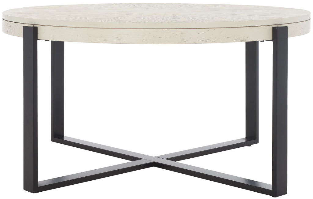 Round Coffee Table, White Wash Top/Black Legs P351