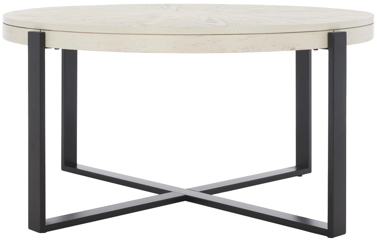 Round Coffee Table, White Wash Top/Black Legs P351