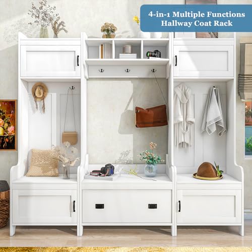 White Hall Tree with Bench and Shoe Storage W228