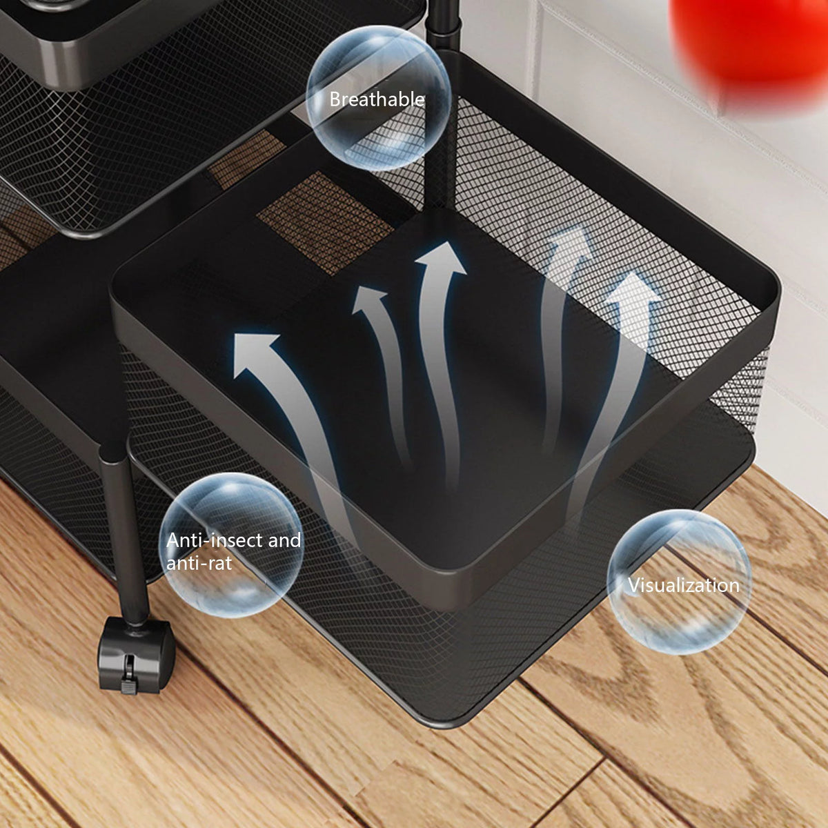 4-Tier Rotating Metal Storage Basket with Wheels V61672